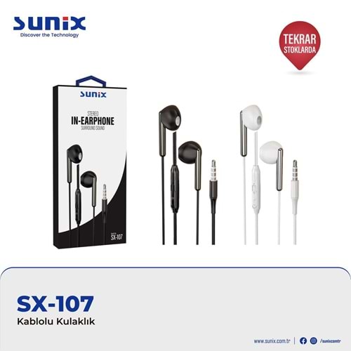SX107 Kulak İçi Kulaklık - Siyah