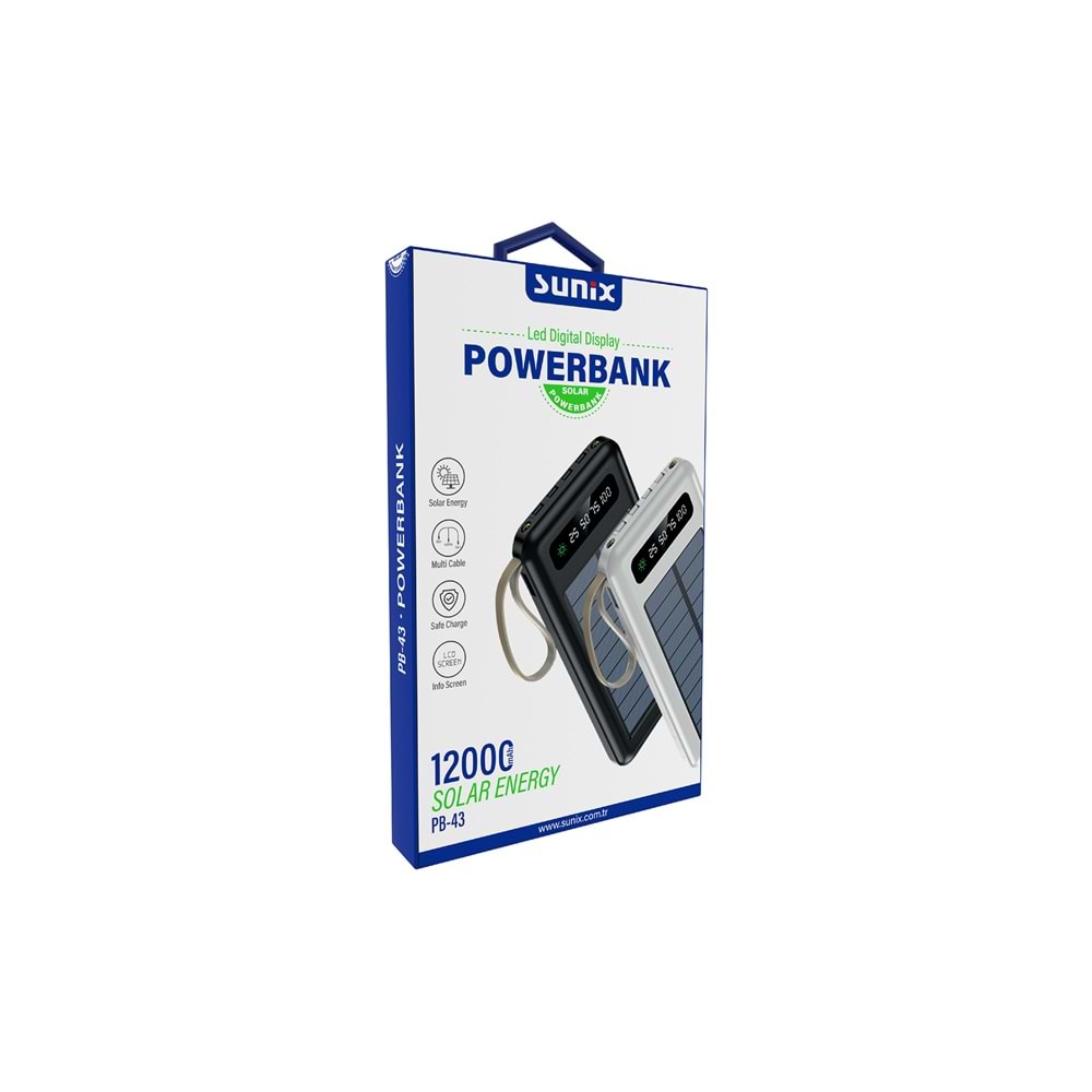 PB43 / 12.000 mAh Solar Energy Powerbank