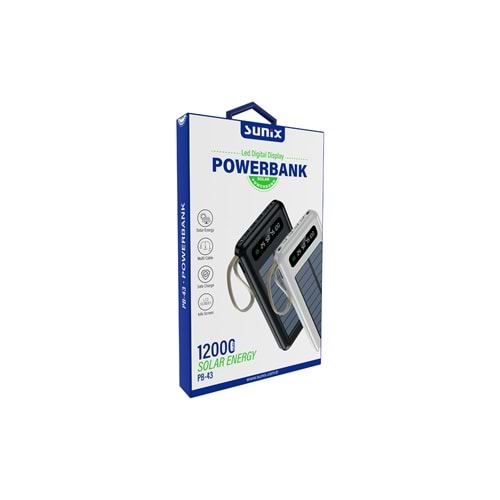 PB43 / 12.000 mAh Solar Energy Powerbank