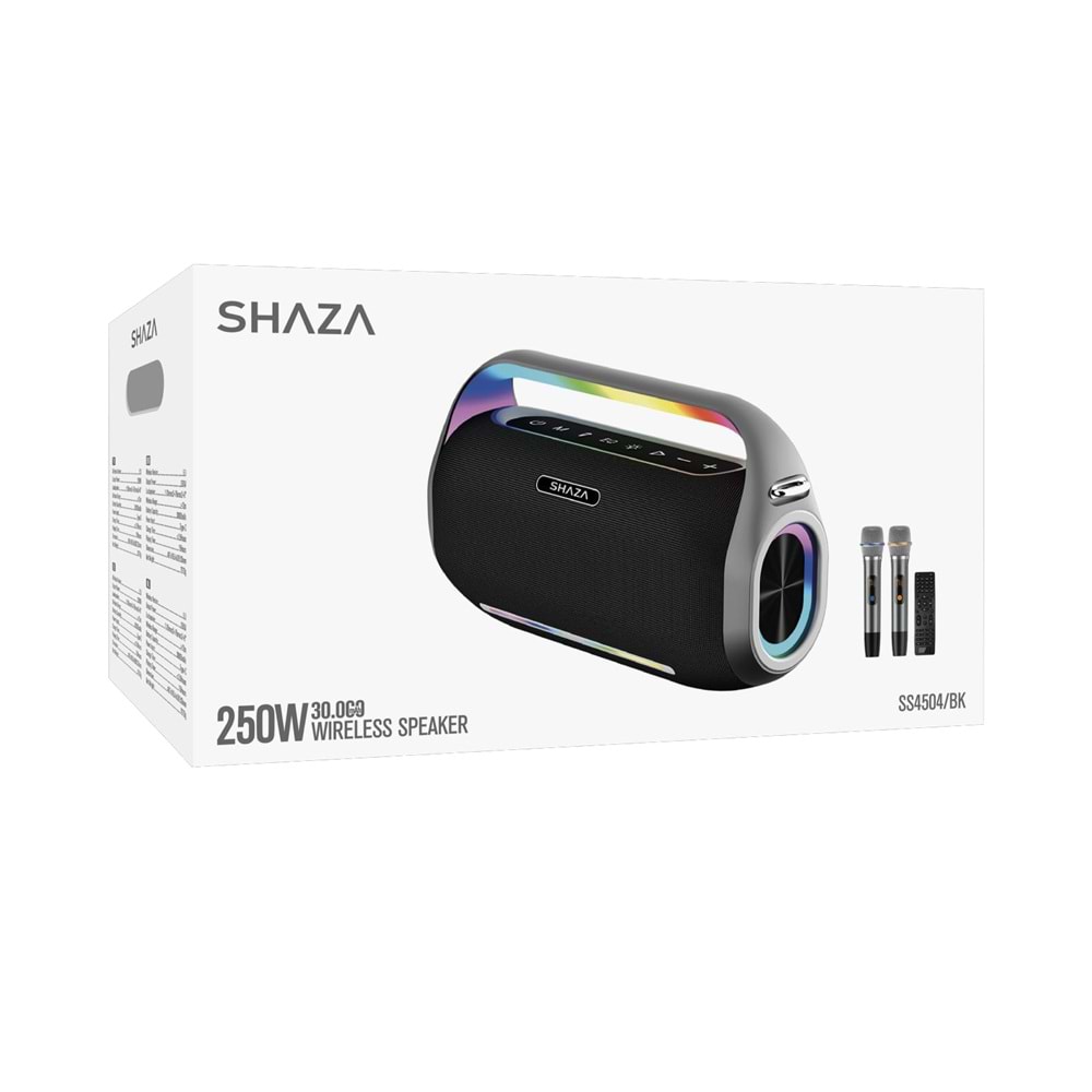 SHAZA SS4504 Bluetooth Mikrofonlu Hoparlör - 250W Ses Çıkışı Siyah