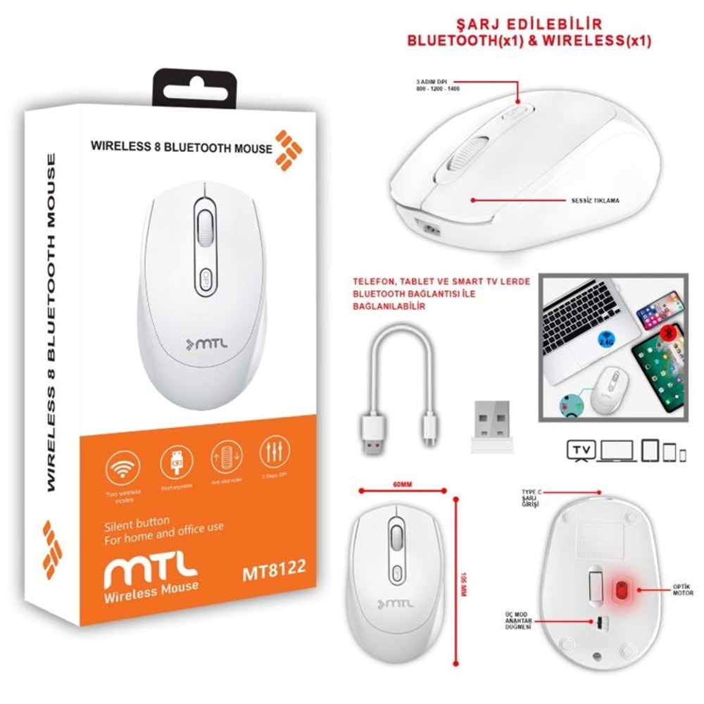 MTL MT8122 BLUETOOTH ŞAJLI MOUSE